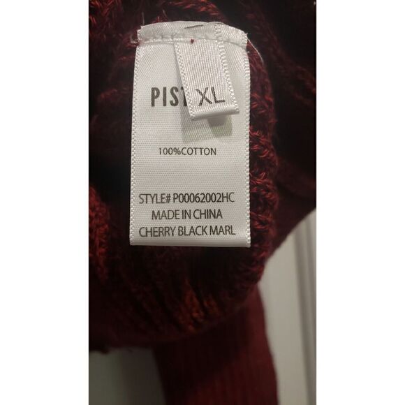 Pistola Distressed Cotton Crew Neck Pullover Sweater in Cherry Black Marl XL - Picture 11 of 11